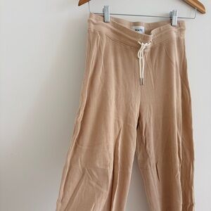 MATE THE LABEL Beige Drawstring Ribbed Lounge Pants | Cropped